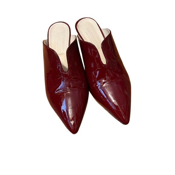 Napoleoni Glossy Patent Leather Heeled Mules Maroon Red Italy Sz. 39 (US 8.5) - Picture 3 of 8